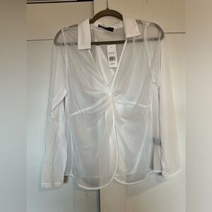 Blouse - Twist Front Mesh Top, White, 2X NWT (white shirt being sold)
